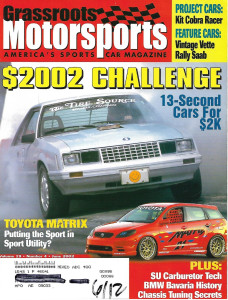 GRASSROOTS MOTORSPORTS 2002 JUNE - KIT COBRA RACER, SAAB, VETTE, MATRIX